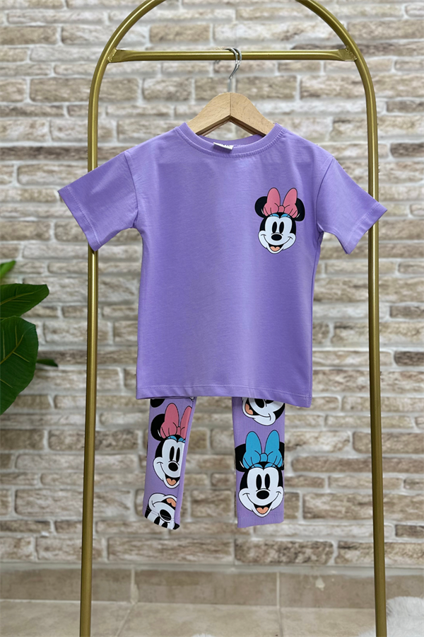 Minnie Mouse Lila Tayt Fitilli Takım
