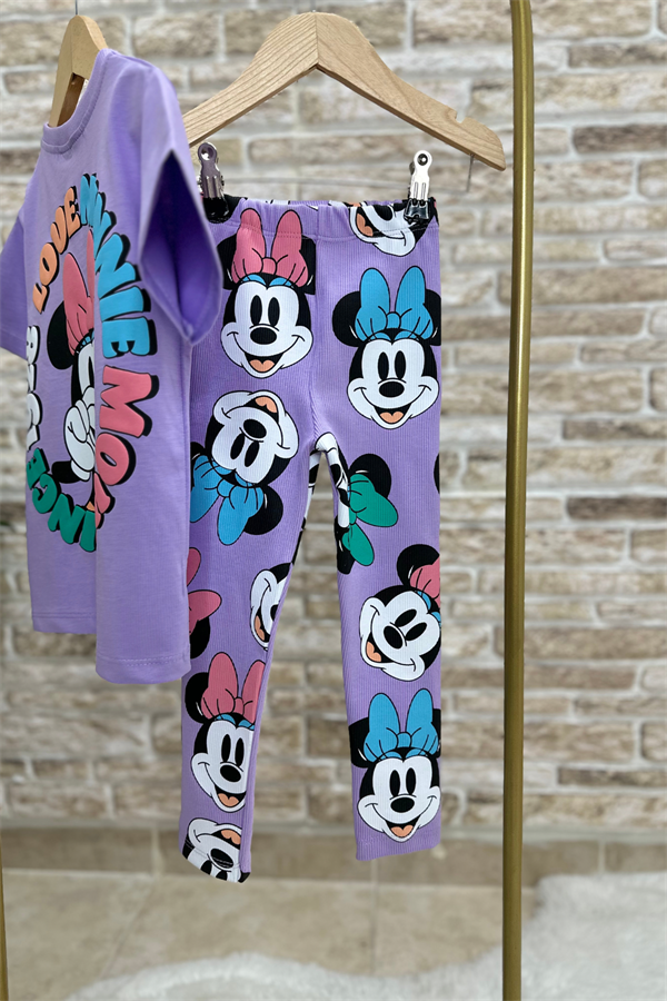 Minnie Mouse Lila Tayt Fitilli Takım