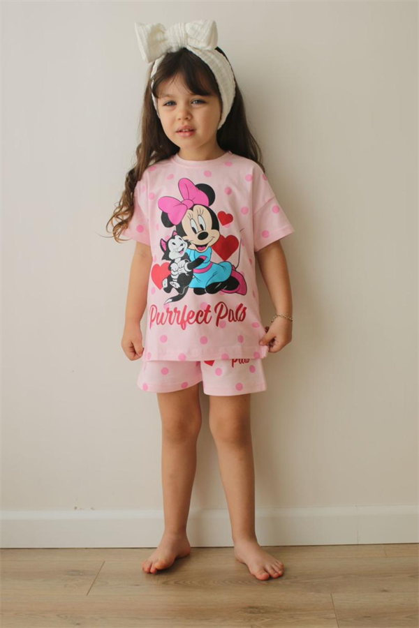 Minnie Pudra Kalpli Şortlu Takım