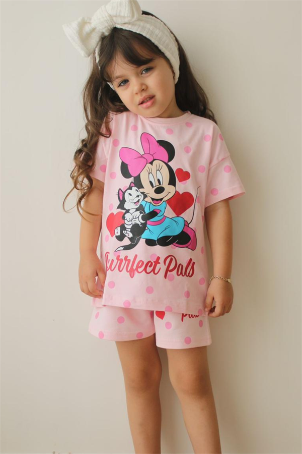 Minnie Pudra Kalpli Şortlu Takım