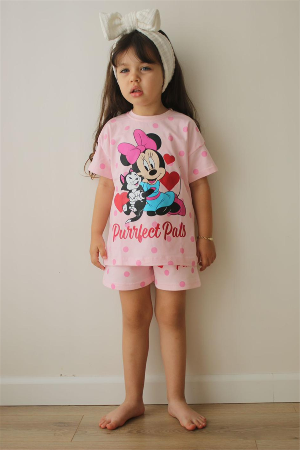 Minnie Pudra Kalpli Şortlu Takım
