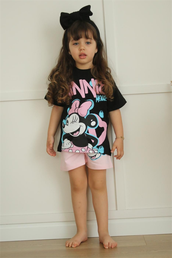 Minnie Siyah Pembeı Şortlu Takım