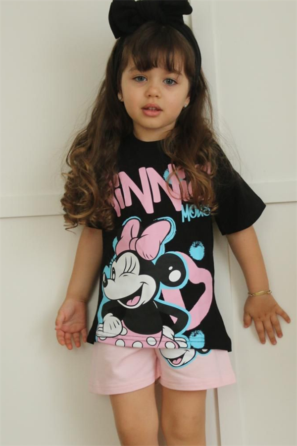 Minnie Siyah Pembeı Şortlu Takım
