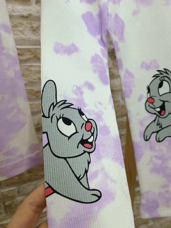 Minnie & Soncap Baskılı Lila Fitilli Taytlı Takım