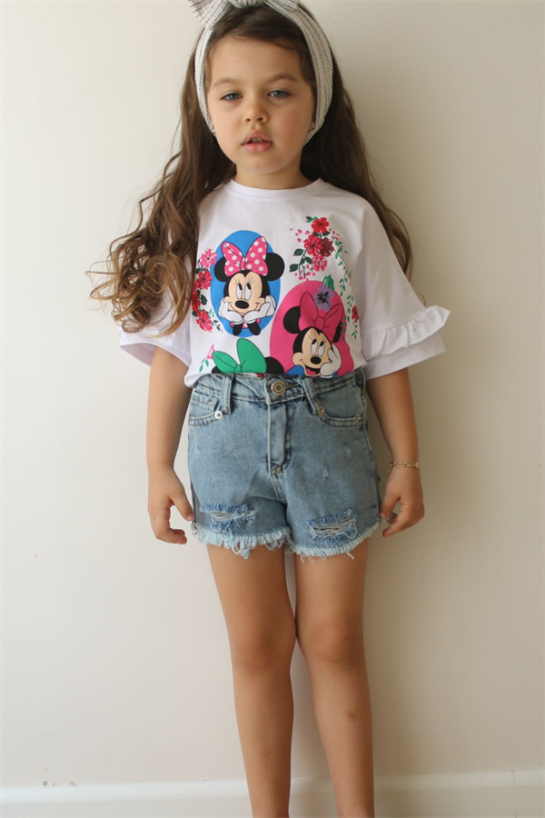 Minnie Tshirt  Denim Şortlu Takım