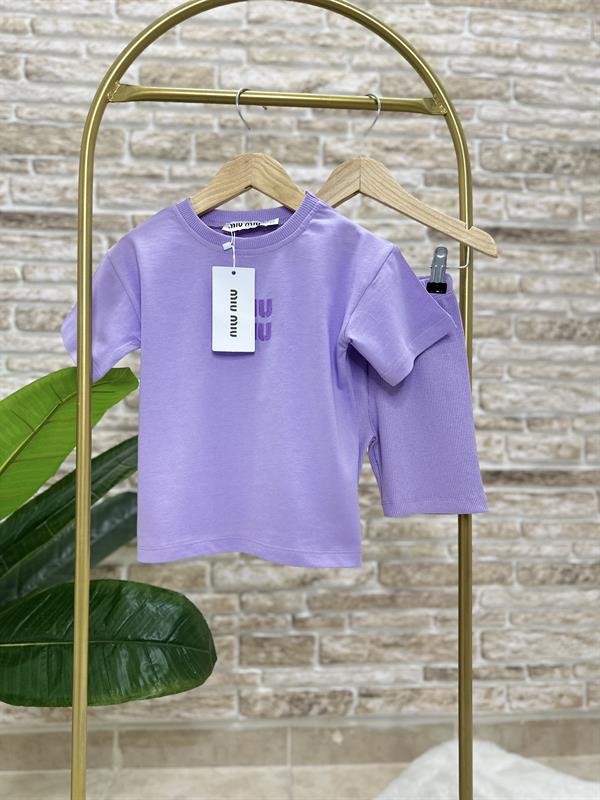 Miu Miu Lila Biker Tayt Takım