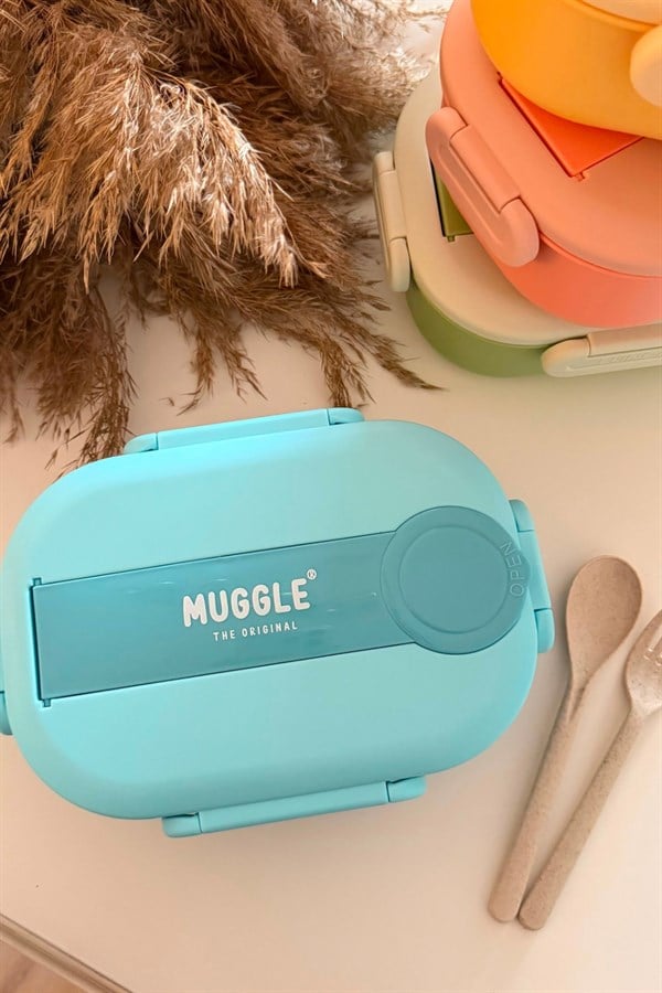 Muggle 304 Çelik 2 Bölmeli Mavi Beslenme Kabı 