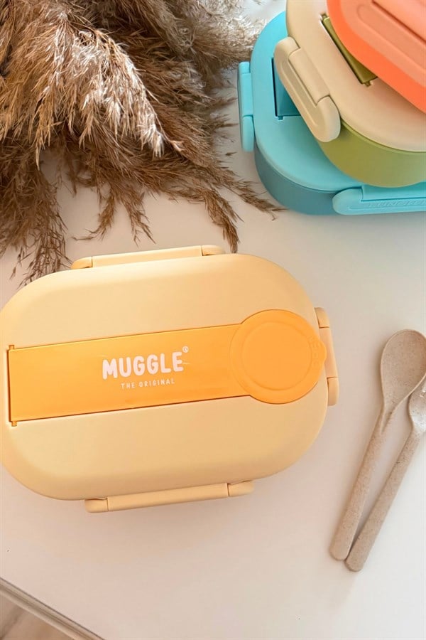 Muggle 304 Çelik 2 Bölmeli Sarı Beslenme Kabı 