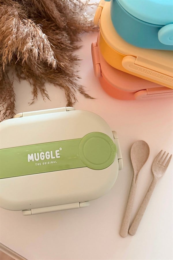 Muggle 304 Çelik 2 Bölmeli Yeşil Beslenme Kabı 
