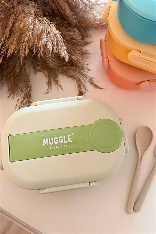 Muggle 304 Çelik 2 Bölmeli Yeşil Beslenme Kabı 