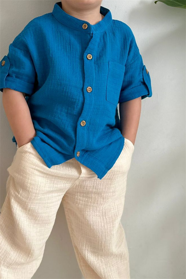 Müslin Lacivert Krem Takım