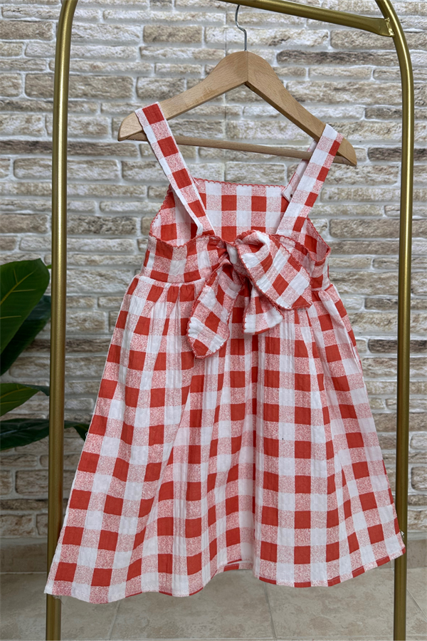 Kız Çocuk Müslin Pötikareli Askılı Elbise