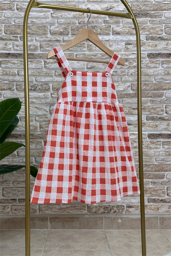 Kız Çocuk Müslin Pötikareli Askılı Elbise