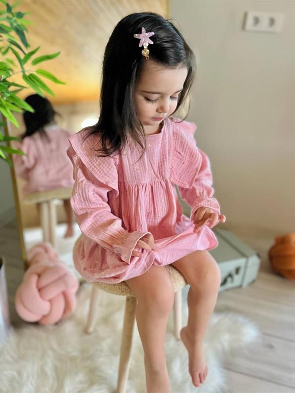 Müslin Yıldızlı Pudra Elbise