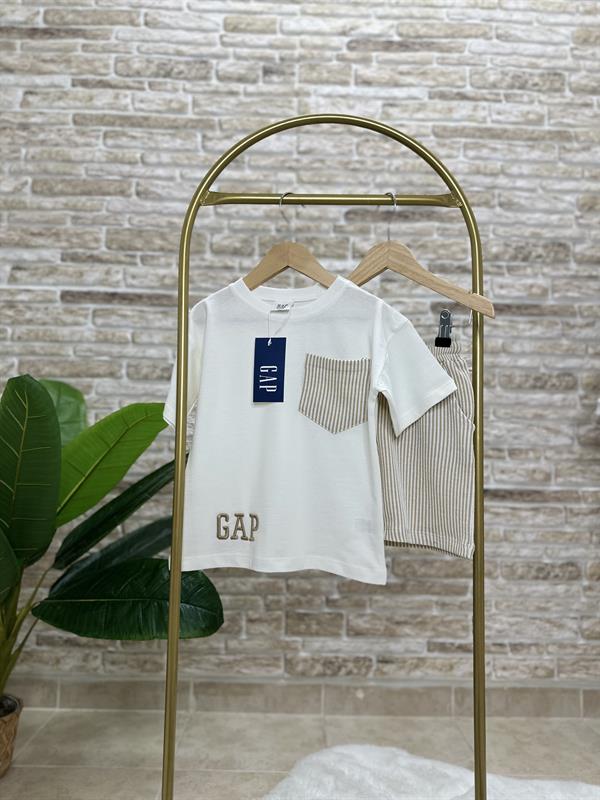 Nakışlı Gap Krem Şortlu Takım