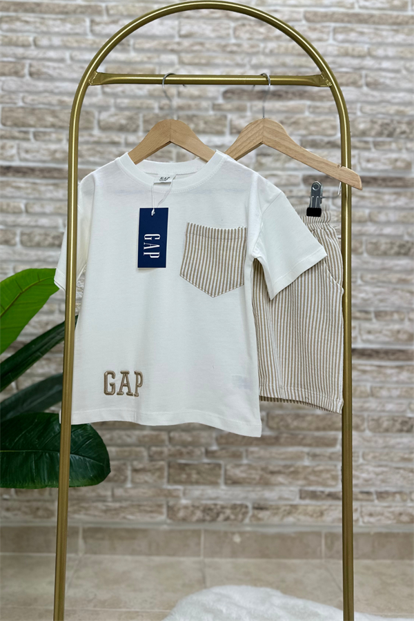 Nakışlı Gap Krem Şortlu Takım