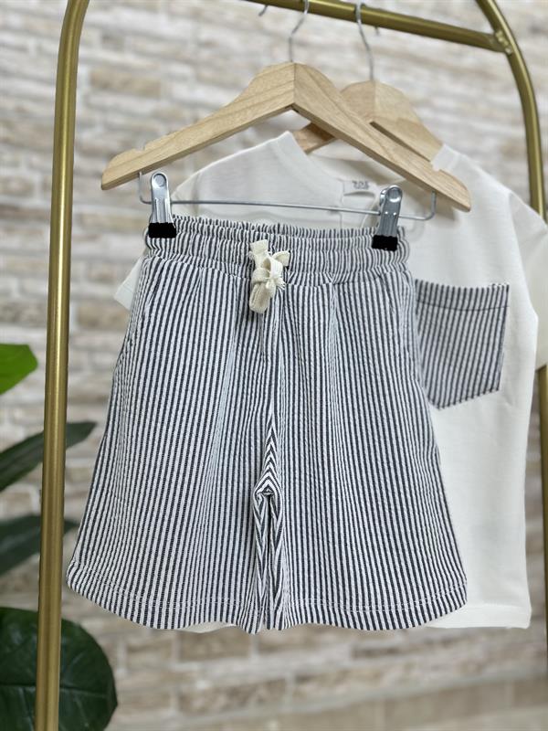 Nakışlı Gap Siyah Şortlu Takım