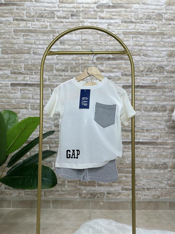 Nakışlı Gap Siyah Şortlu Takım