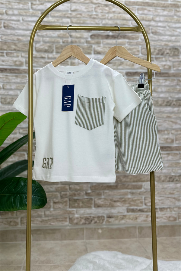 Nakışlı Gap Yeşil Şortlu Takım