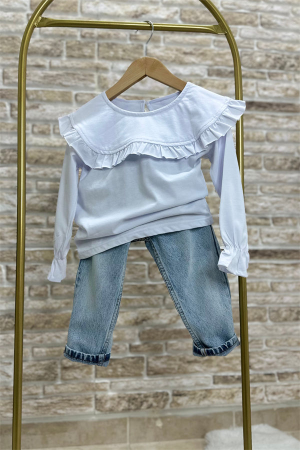 Önlük Yaka Beyaz Bluz