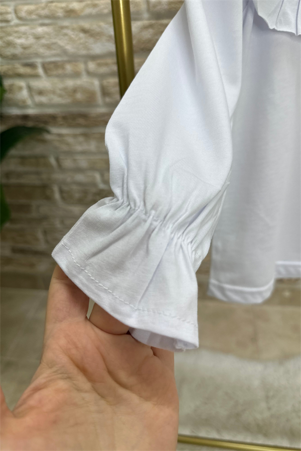 Önlük Yaka Beyaz Bluz