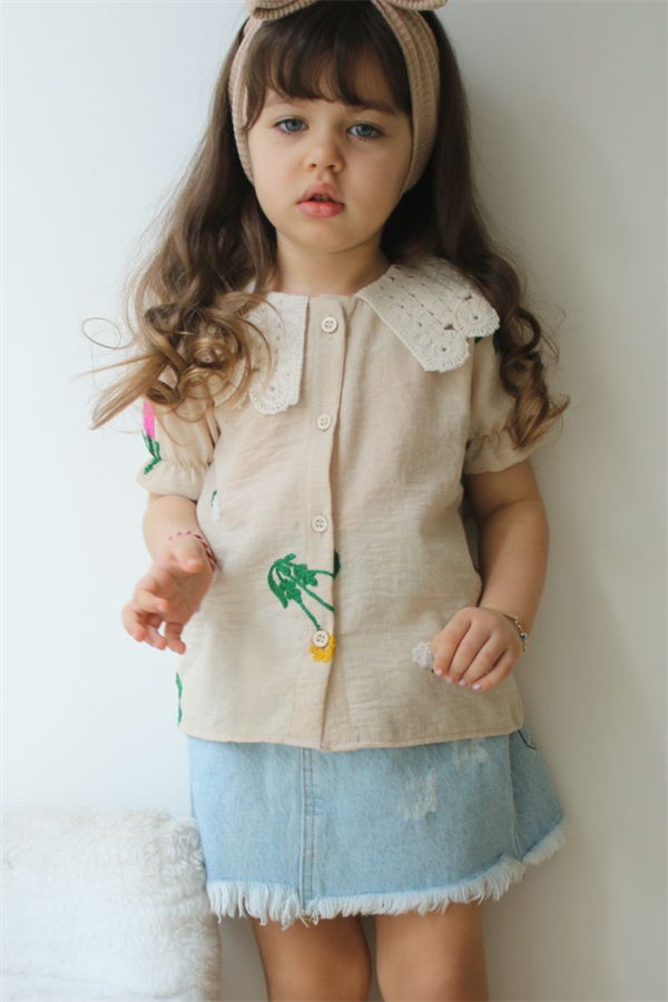 Örme Yaka Keten Gömlek Etek Takım