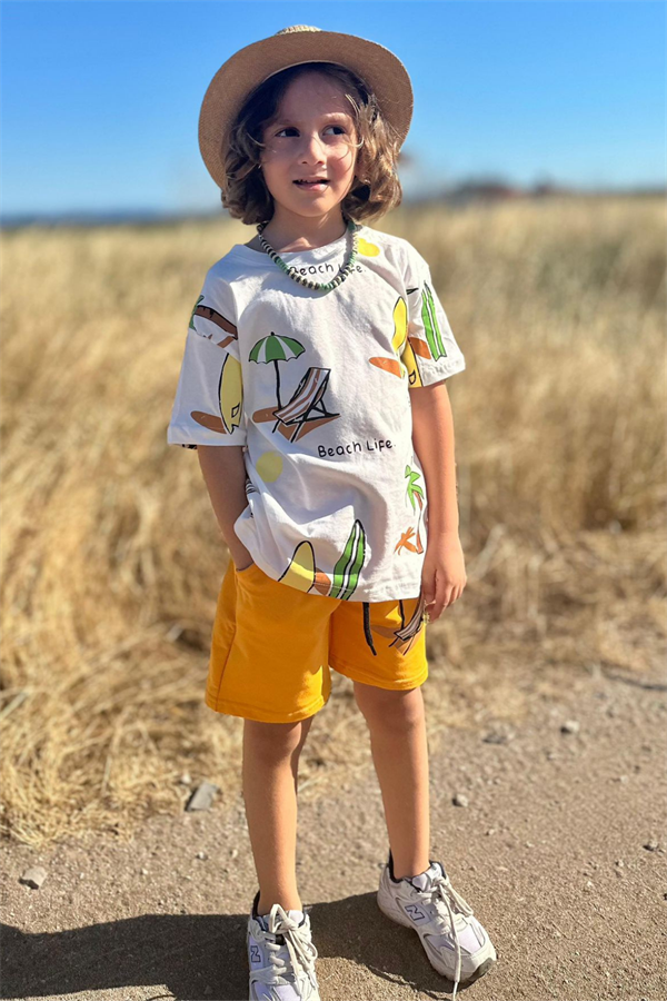 Palmiye Hardal Şortlu Takım