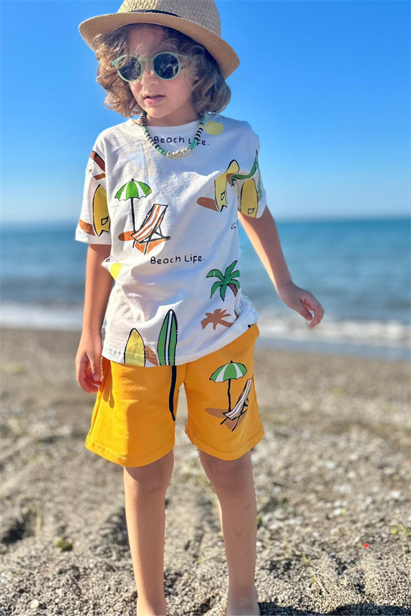 Palmiye Hardal Şortlu Takım