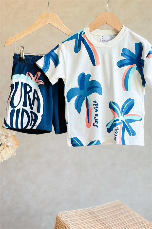 Palmiye Lacivert Şortlu Takım