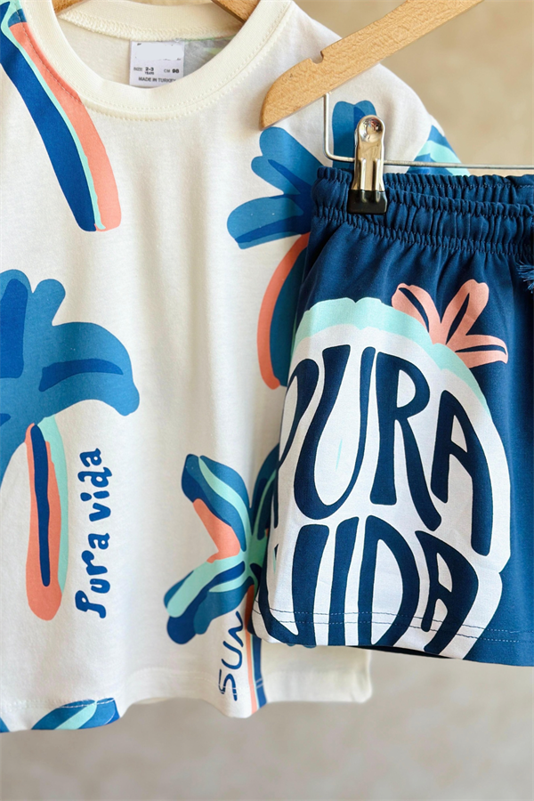 Palmiye Lacivert Şortlu Takım