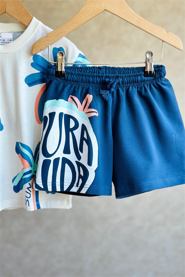 Palmiye Lacivert Şortlu Takım