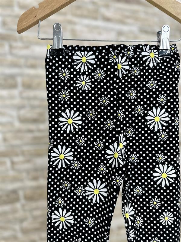 Papatyalı Siyah Fitilli Tayt Takım