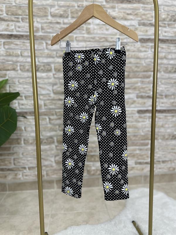 Papatyalı Siyah Fitilli Tayt Takım