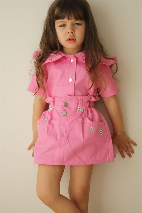 Pembe Denim Etek Takım