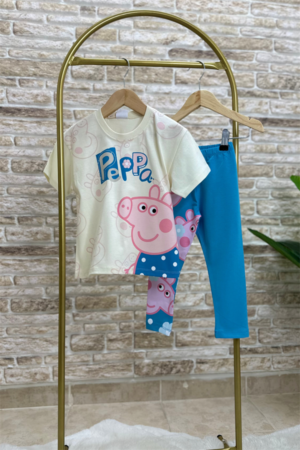 Peppa Baskı Mavi Tayt Takım