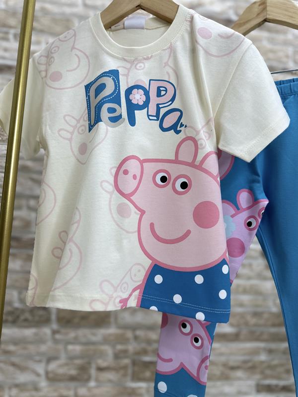 Peppa Baskı Mavi Tayt Takım
