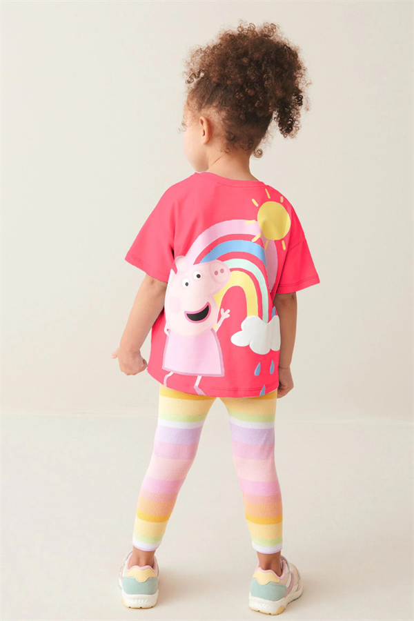 Peppa Renkli Pembe Tayt Takım