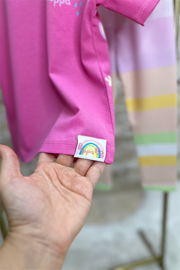 Peppa Renkli Pembe Tayt Takım