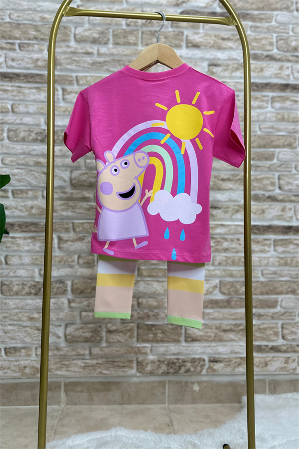 Peppa Renkli Pembe Tayt Takım