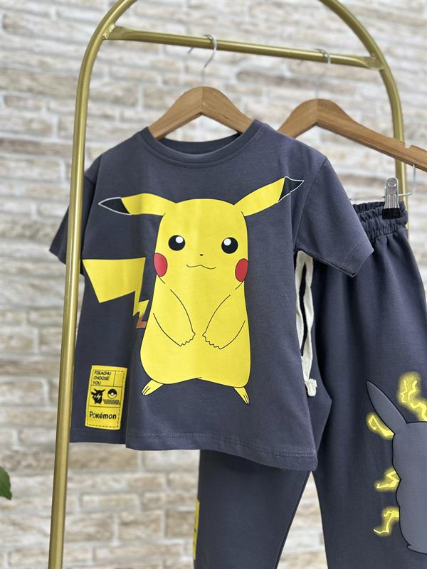 Pokemon Antrasit Tshirt Eşofman Takım