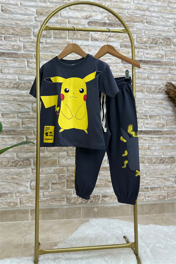 Pokemon Antrasit Tshirt Eşofman Takım