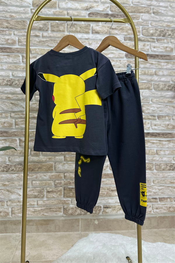 Pokemon Antrasit Tshirt Eşofman Takım