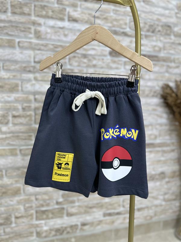 Pokemon Beyaz Antrasit Şortlu Takım