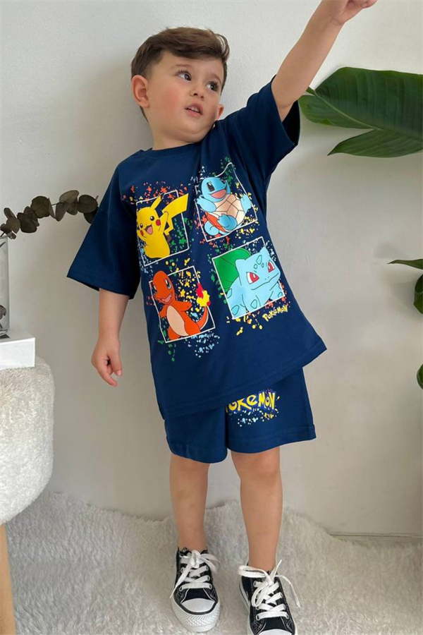 Pokemon Lacivert Şortlu Takım