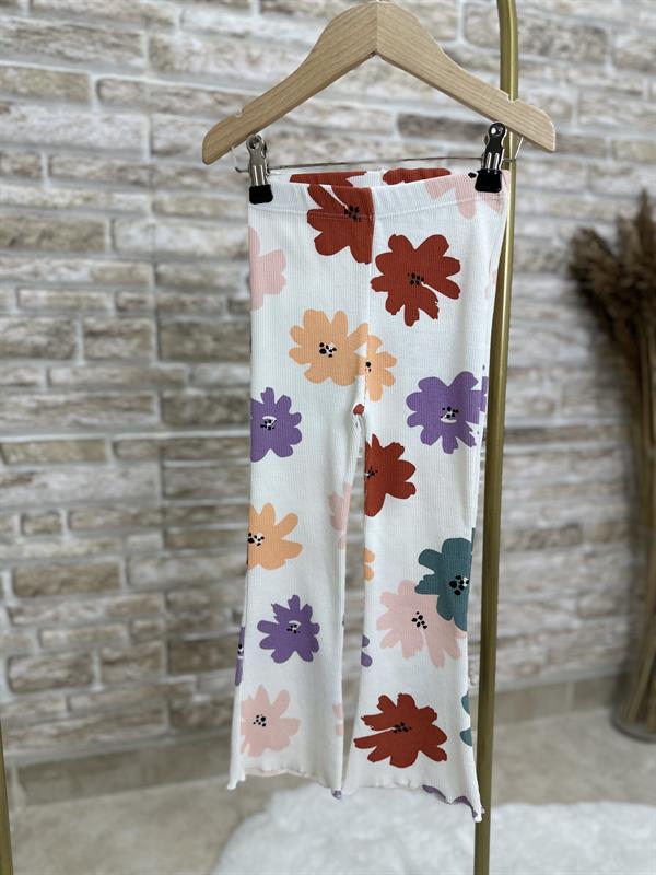 Renkli Çiçekli İspanyol Fitilli Tayt Takım