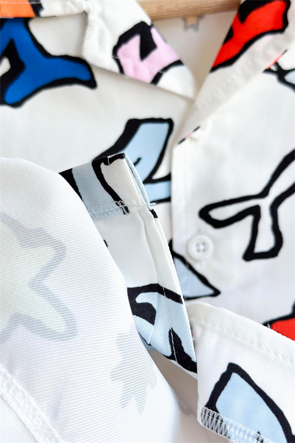 Renkli Gömlekli Cupra Kumaş Şortlu  Takım