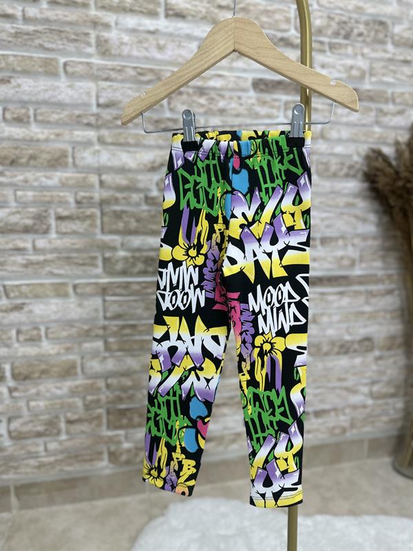 Kız Çocuk Renkli Love Days Fitilli Tayt Takım