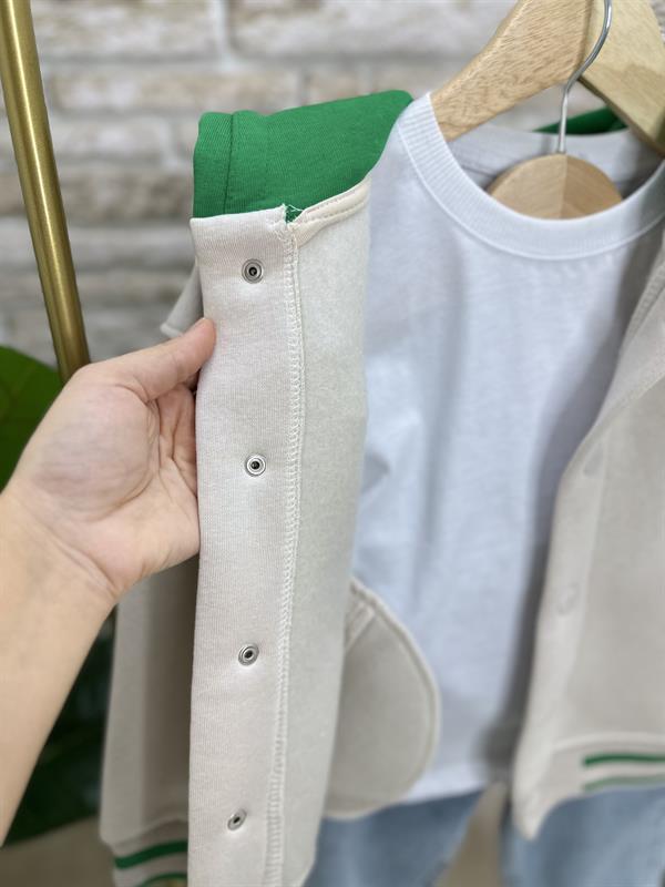 Şardonlu Mickey Yeşil Kolej Ceket