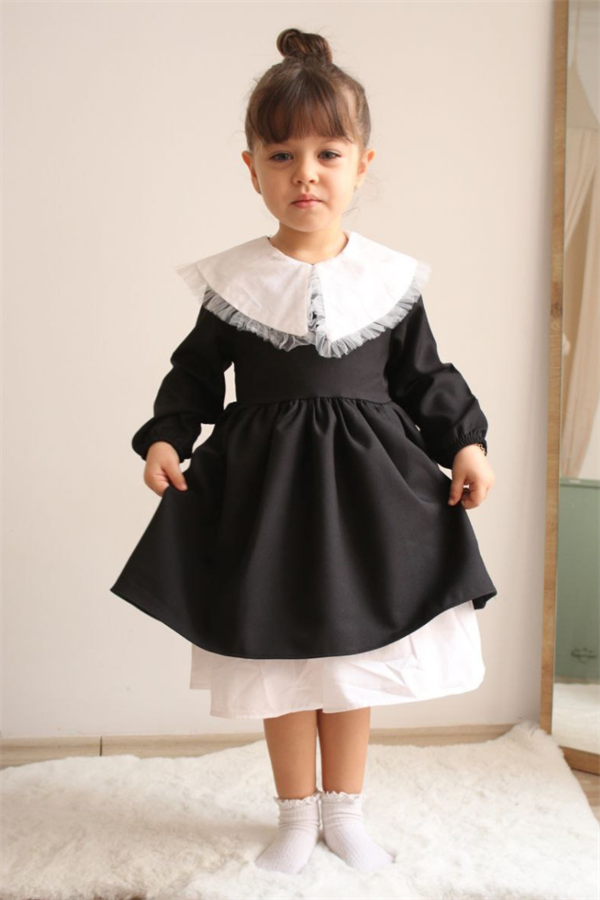 Siyah Astarlı Yakalı Elbise