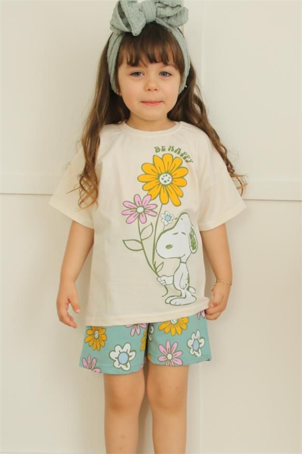 Snopy Baskı Şortlu Takım